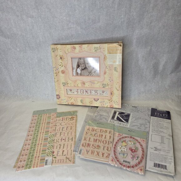 K & Co Scrapbook Kit By Brenda Walton 12x12 Chelsea Pink Glitter Floral Baby New - Picture 2 of 15